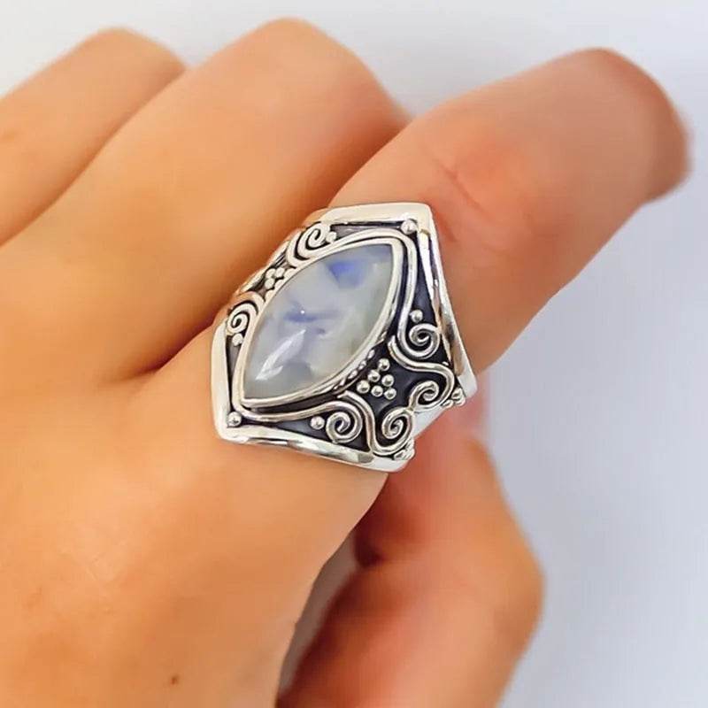 Fashion Antique silver vintage moonstone ring for men - EX-STOCK Canada