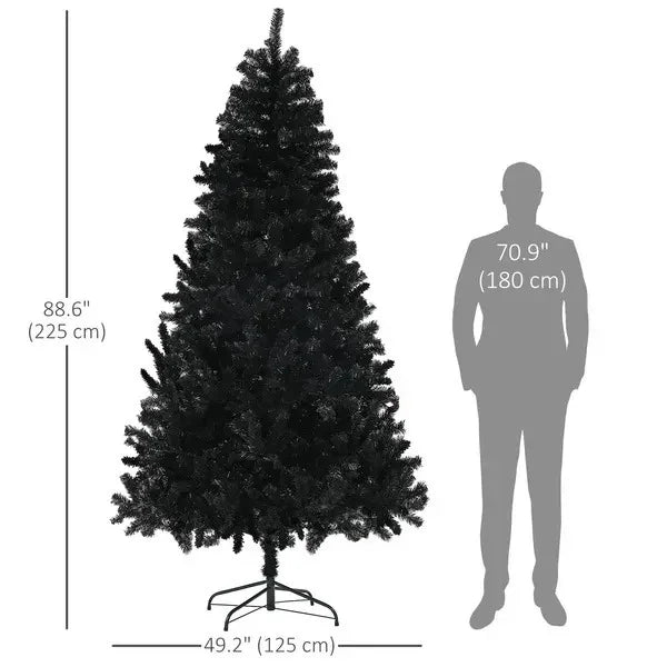 7.5ft Artificial Christmas Trees With Auto Open And Steel Base, Black EX-STOCK Canada
