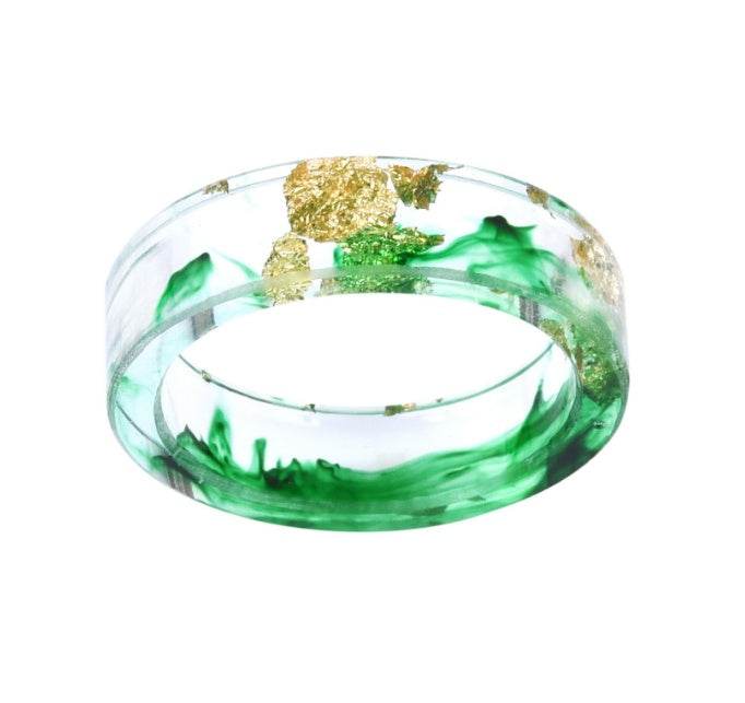New dried flower resin ring Sen Xiao small handmade flower gold foil color Epoxy ring - EX-STOCK Canada