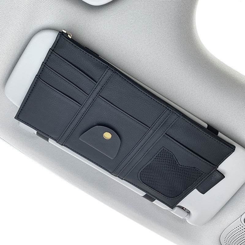 Car Sun Visor Organizer Storage Holder Full Leather Wrap - EX-STOCK Canada