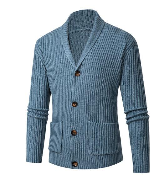 Pull à manches longues à col revers simple pour hommesEX-STOCK Canada