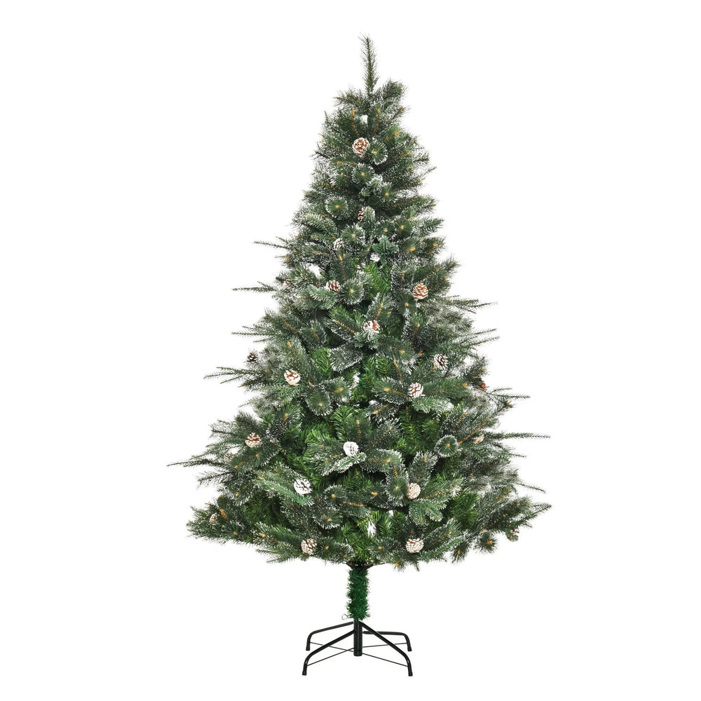 HOMCM 6FT Artificial Christmas Snow Pine Tree Holiday Home Xmas Decoration With Automatic Open, Pinecone, Green EX-STOCK Canada