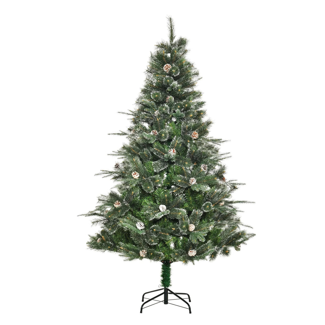 HOMCM 6FT Artificial Christmas Snow Pine Tree Holiday Home Xmas Decoration With Automatic Open, Pinecone, Green EX-STOCK Canada