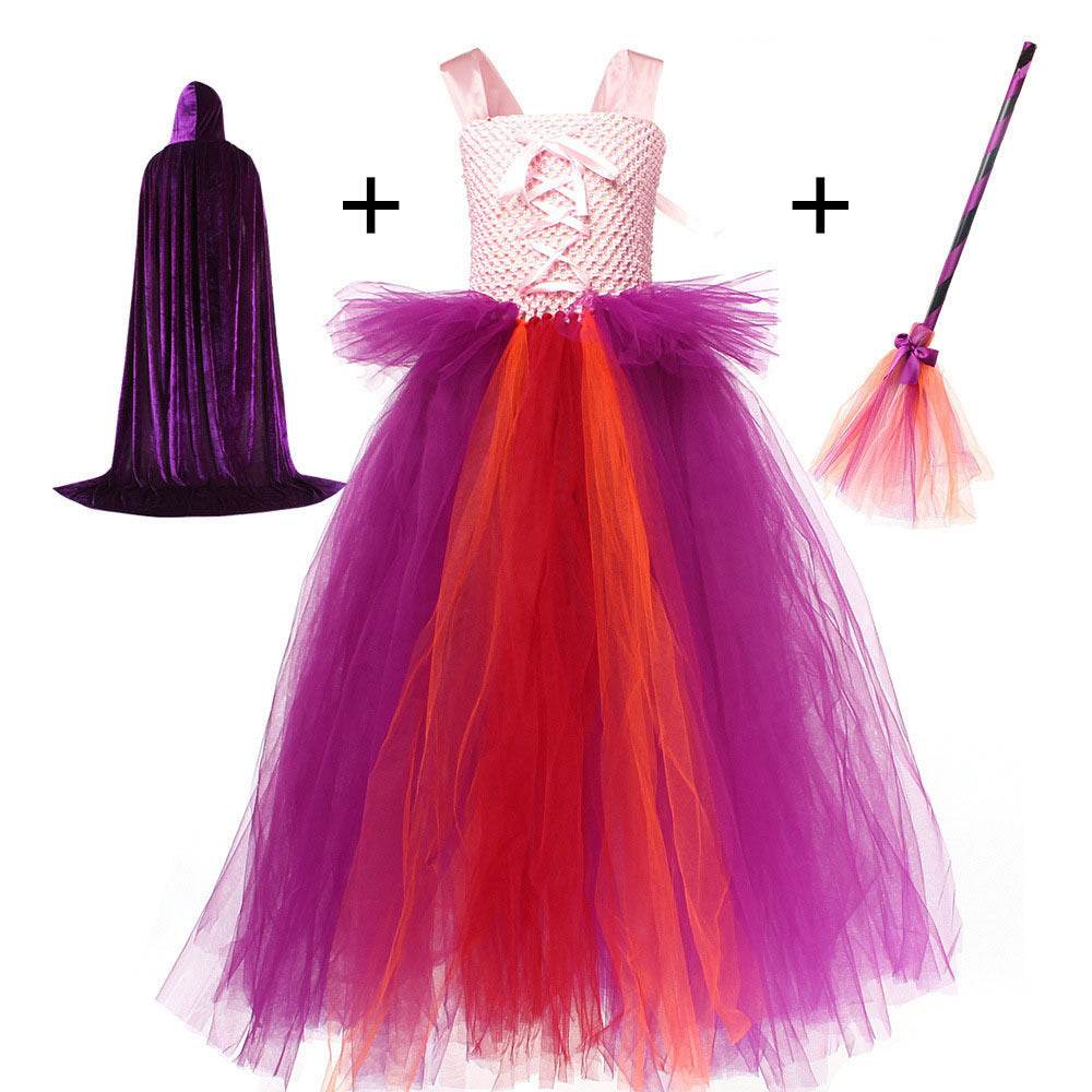 Halloween Costume Witch Children Dress Cloak Broom Set - EX-STOCK Canada