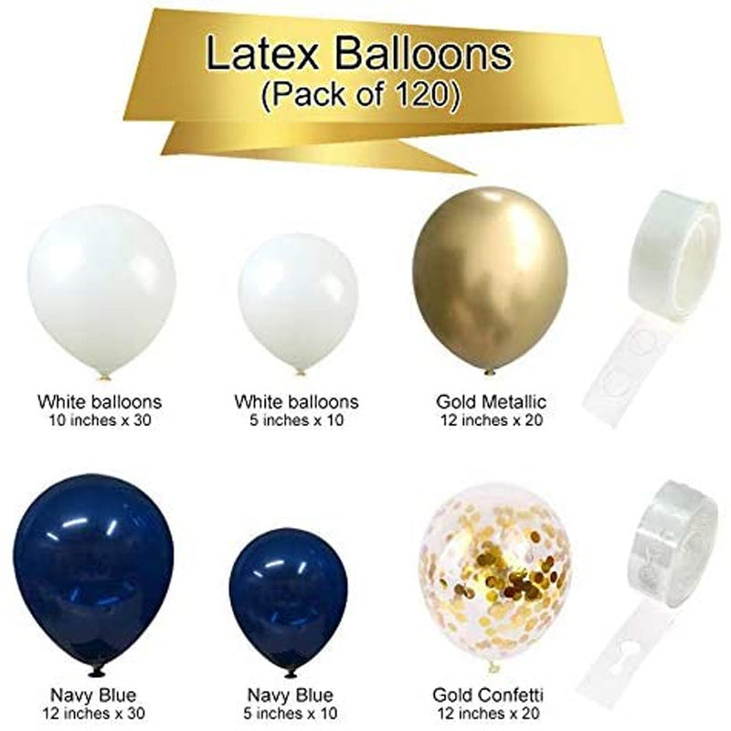 Blue & Gold Balloon Arch Kit – 12" Party Decoration Set with Ribbons & Glue