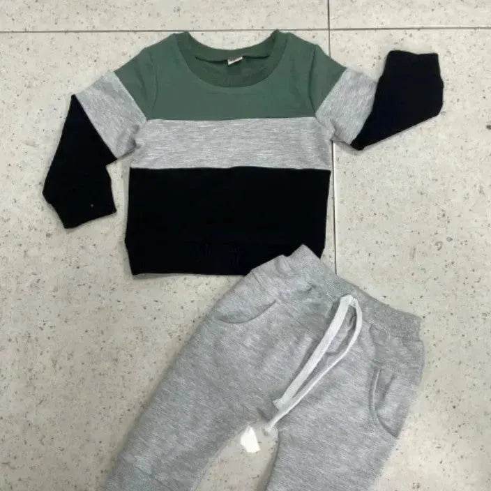 Boy's color Stitching Long Sleeve Trousers Suit Two piece for boys - EX-STOCK Canada