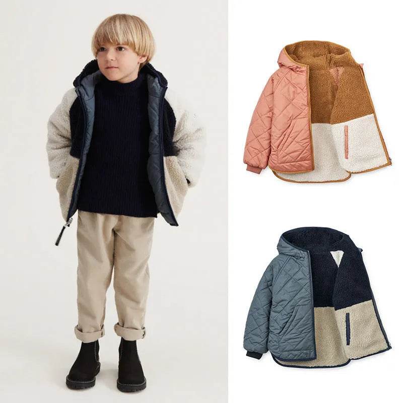 Children's Double-sided Wear Hooded Cotton Coat Jacket - EX-STOCK Canada