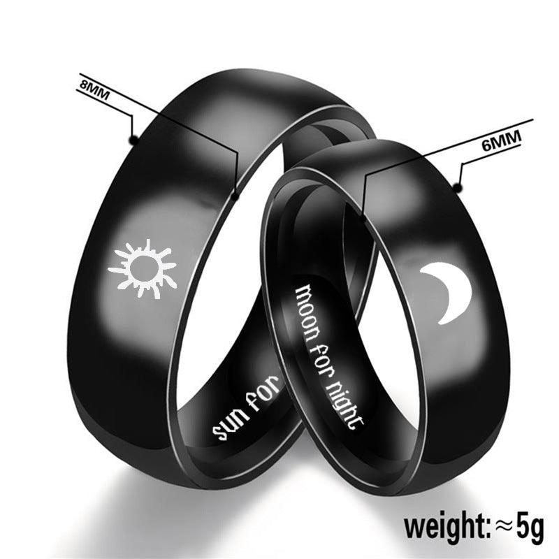 Stainless Steel Couple Couple Rings Sun Moon - EX-STOCK Canada