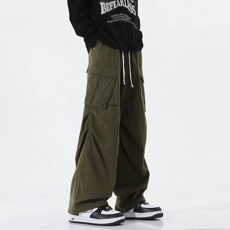 Overalls Men's Retro Trendy Pleated Straight-leg Baggy Cargo Pant Trousers Casual - EX-STOCK Canada