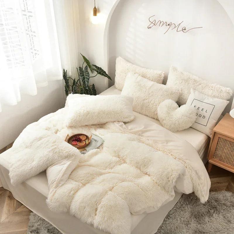 Mink Velvet Four Piece Set Long Plush Crystal Velvet Duvet Cover EX-STOCK Canada