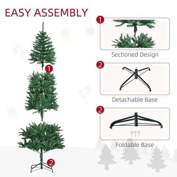 6.9ft Artificial Christmas Tree W Metal Stand Spruce Branch Tips Green EX-STOCK Canada