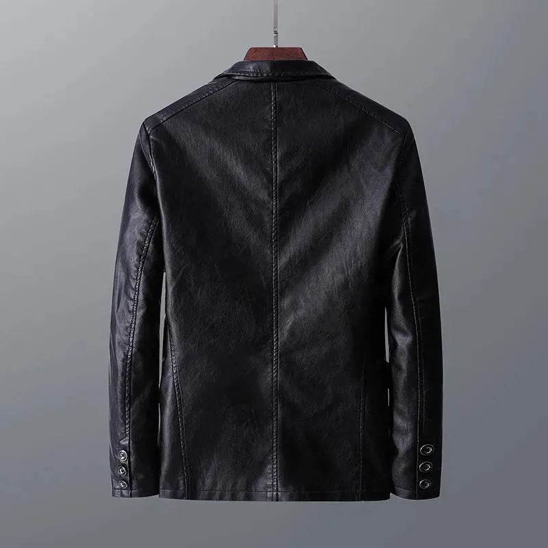 Leather Men's Autumn And Winter Jacket Thin Lapel - EX-STOCK Canada