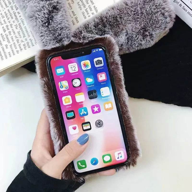 Cute Creative Rabbit Plush warm phone case women - EX-STOCK Canada