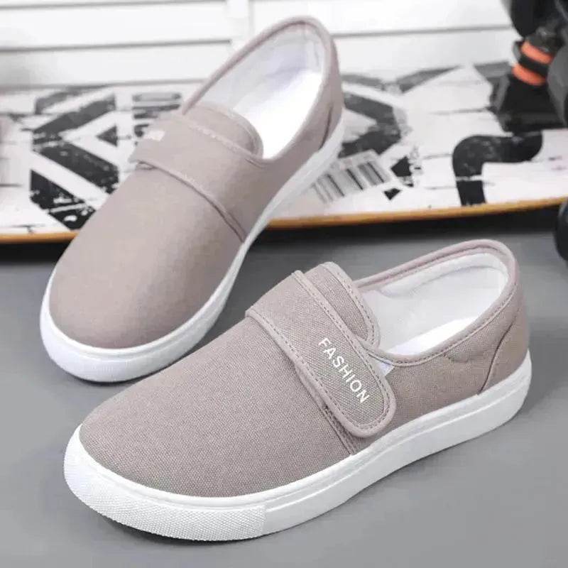 Canvas Flat Shoes Men Velcro Fashion Casual Unisex Sneakers - EX-STOCK Canada