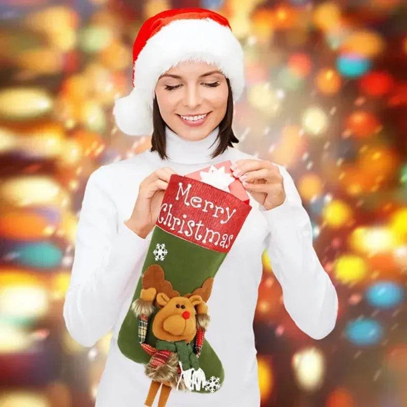 2024 New Year Xmas Big Stockings Set Decorations Christmas 3D Plush Big Sock Christmas Tree Pendant Decorating Supplies - EX-STOCK Canada