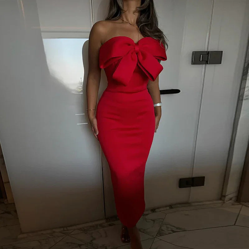 Fashion Bowknot Tube Top Evening Dress Women EX-STOCK Canada