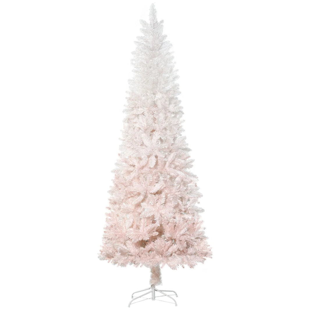 6ft Pencil Artificial Christmas Tree With Pine Realistic Branches, Auto Open, Pink And White EX-STOCK Canada