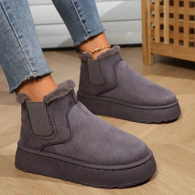 Winter Snow Boots Fashion Flat Thick-soled Cotton Shoes Round Toe Warm Plush Ankle Boot For Women - EX-STOCK Canada