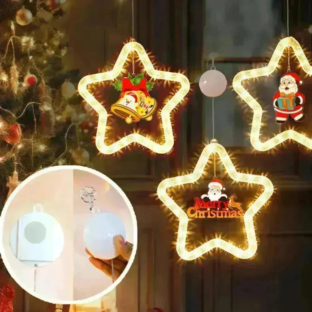 Christmas Pendant Decoration Christmas Atmosphere Led Lights Led Christmas Star Light Decoration For Window Door For Holiday - EX-STOCK CANADA