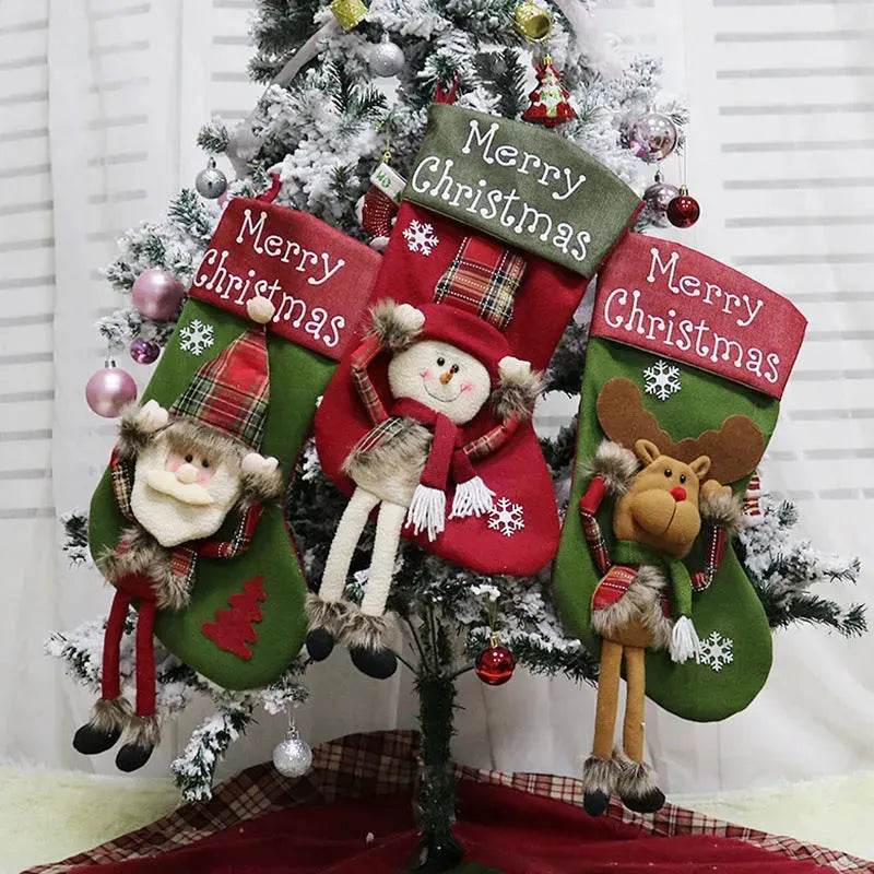 2024 New Year Xmas Big Stockings Set Decorations Christmas 3D Plush Big Sock Christmas Tree Pendant Decorating Supplies - EX-STOCK Canada