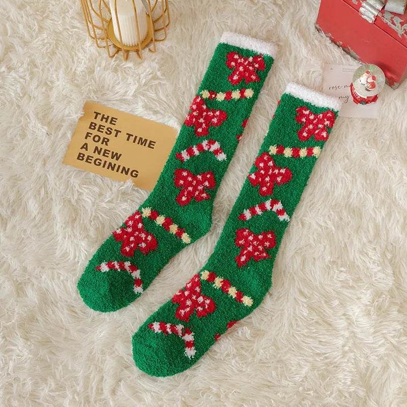 Coral Fleece Stockings Cartoon Thermal Christmas Room Socks - EX-STOCK Canada