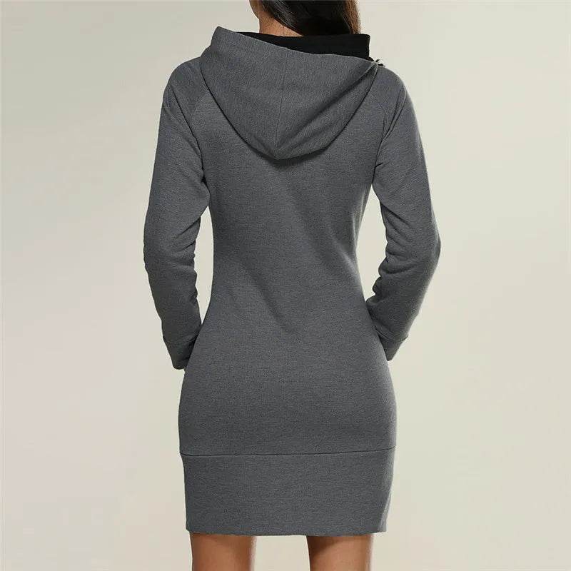 Women New hooded zipper pullover mid-length sweater - EX-STOCK Canada