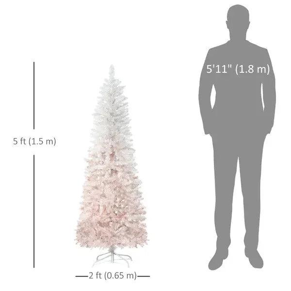 5ft Pencil Artificial Christmas Tree With Pine Realistic Branches, Auto Open, And White EX-STOCK Canada