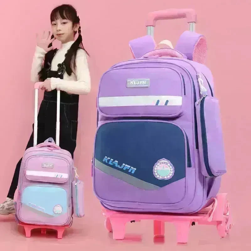 Portable Burden Alleviation Bull Wheel Trolley Schoolbag Bookbag for Boy and Girl - EX-STOCK CANADA