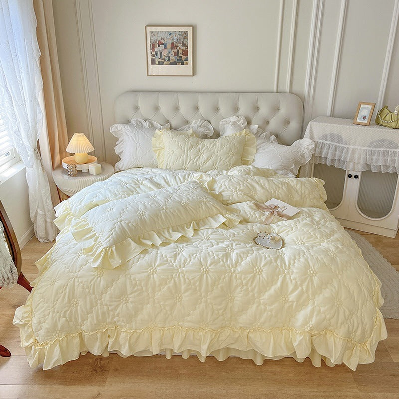Washed Cotton Four-piece Set Girlish Heart Duvet Cover EX-STOCK Canada
