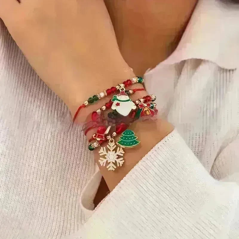 5pcs New Christmas Polymer Clay Handmade Beaded Bracelet set - EX-STOCK CANADA