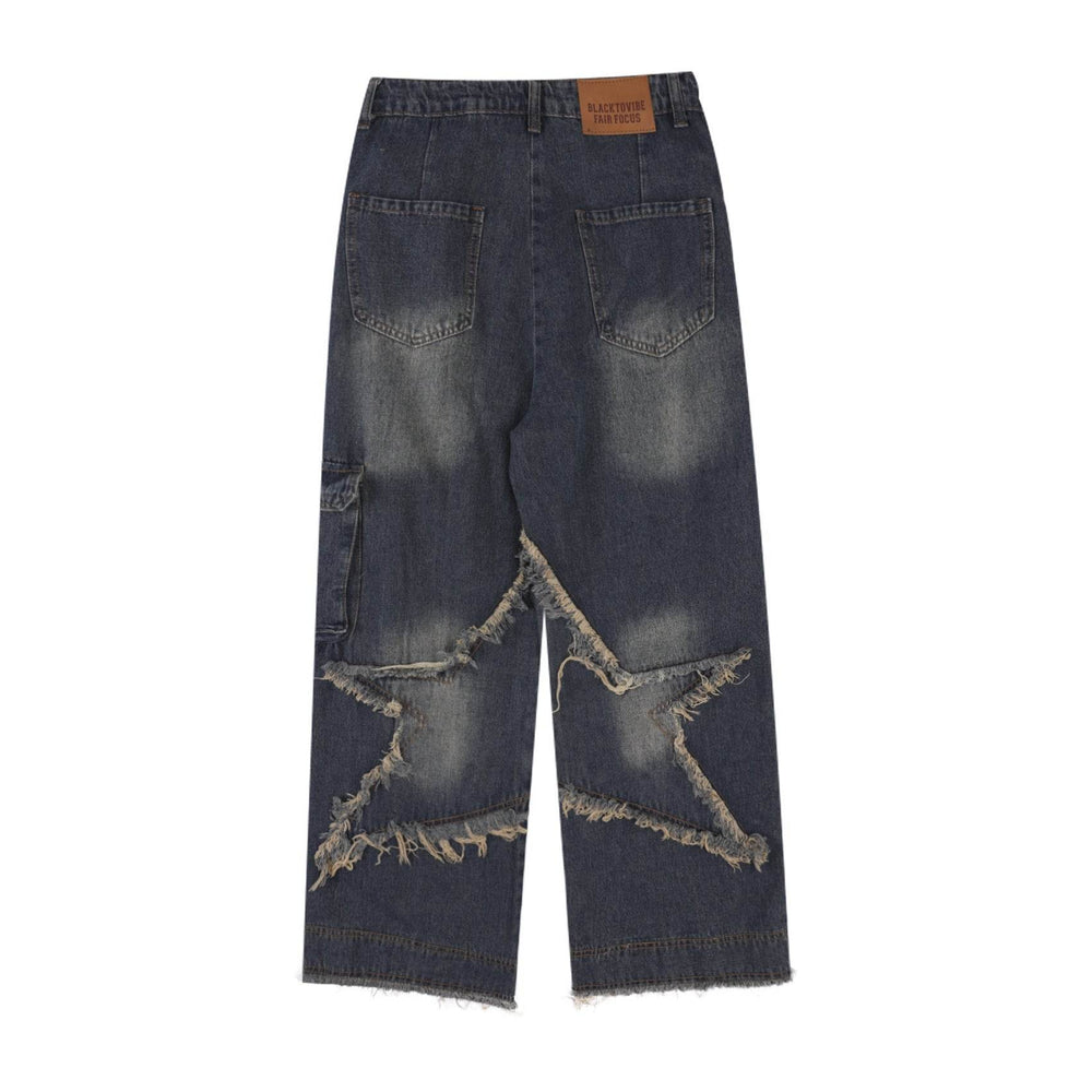 Distressed Denim Pant for women Oversized Streetstyle Patch Cargo Jeans Pant - EX-STOCK Canada