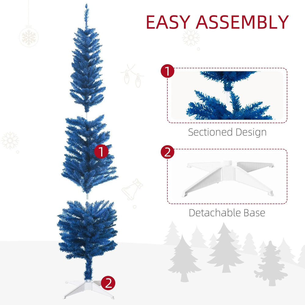 6ft Pencil Christmas Trees, Skinny Artificial Christmas Tree For Xmas Holiday Decor, Deep Blue EX-STOCK Canada