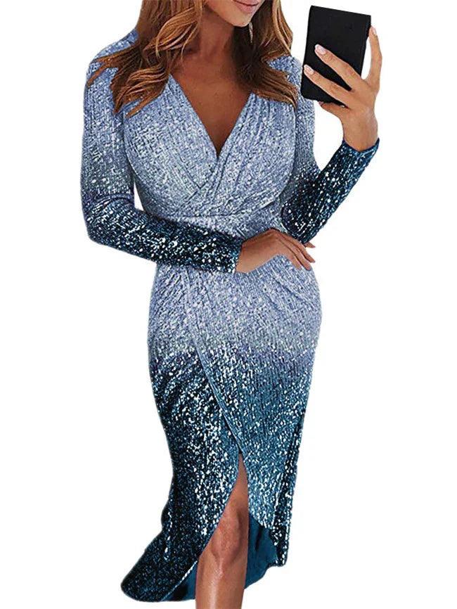 Dinner Party Dress Ladies Shining Evening Party Skirt Gown EX-STOCK Canada