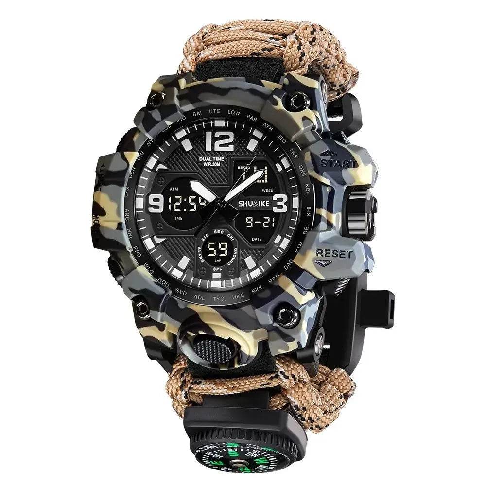 Double Display Electronic Watch Whistle Ignition Compass Thermometer Watch Men - EX-STOCK Canada