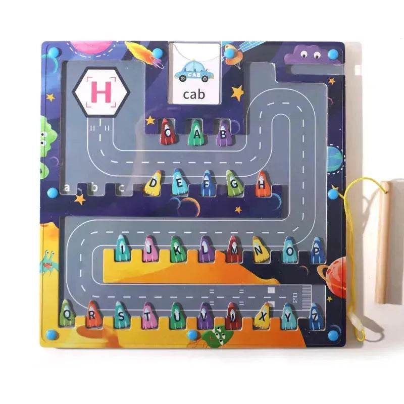 Magnetic Letters Matching Walking Parking Maze Letters Early Cognitive Montessori Educational Toys - EX-STOCK Canada