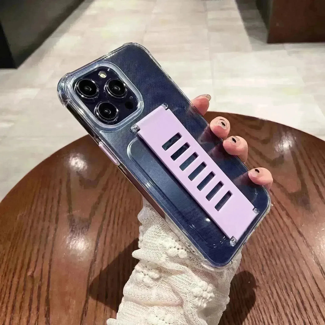 Transparent Case Wrist Strap Bracket Non-slip Phone Case - EX-STOCK Canada