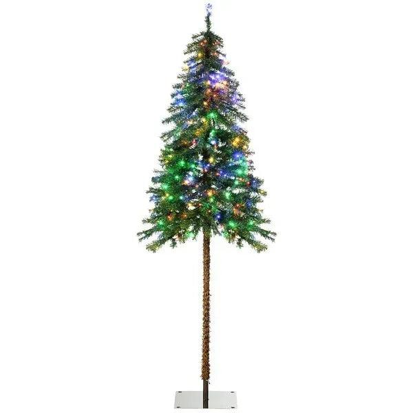 6' Artificial Christmas Tree With Warm White Or Colourful LED Lights, Pencil Shape, Steel Base EX-STOCK Canada