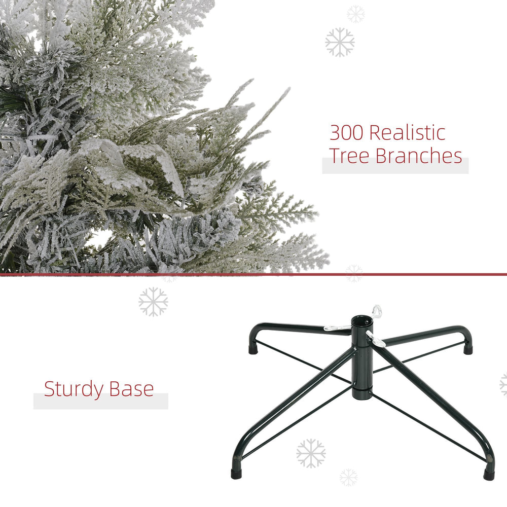 5 Feet Pencil Snow Flocked Artificial Christmas Tree With 517 Realistic Cypress Branches, Auto Open, Green EX-STOCK Canada