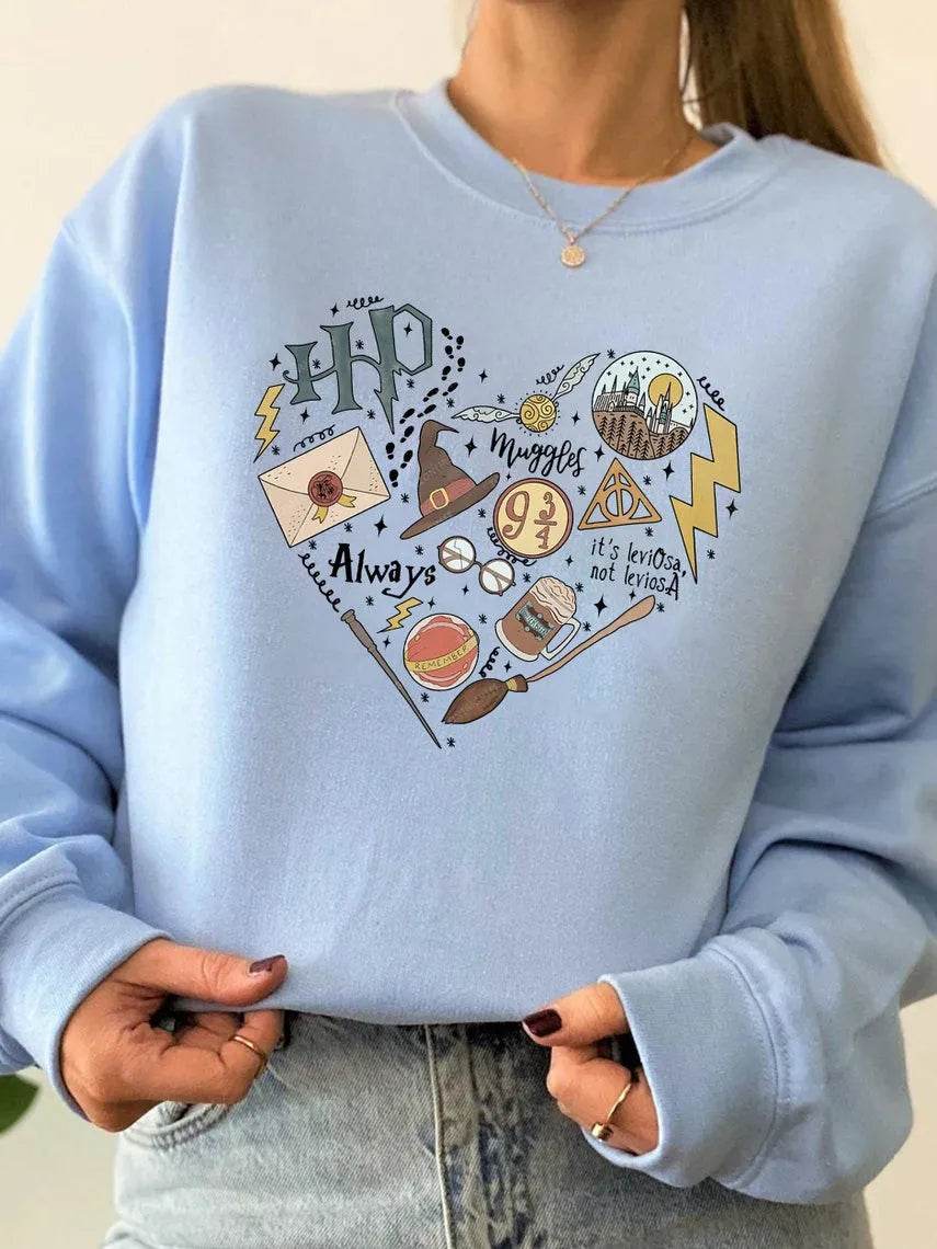 Digital Printing Sweater Hipster Round Neck Pullover Long Sleeve Sweater Women - EX-STOCK Canada