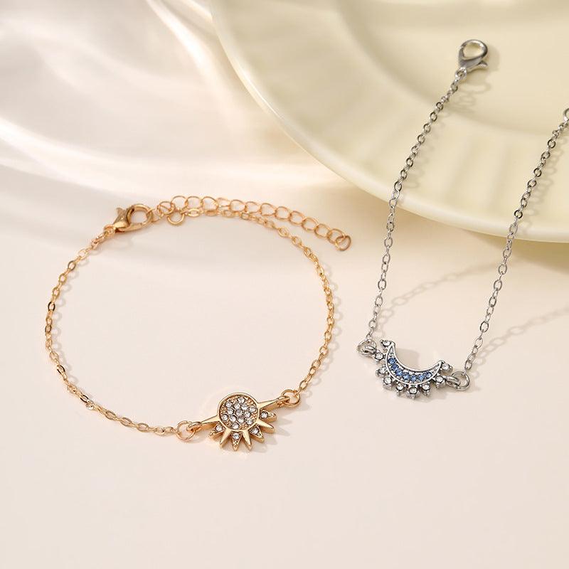 Personality Simple Rhinestone Sun Moon Lovers Bracelet - EX-STOCK Canada
