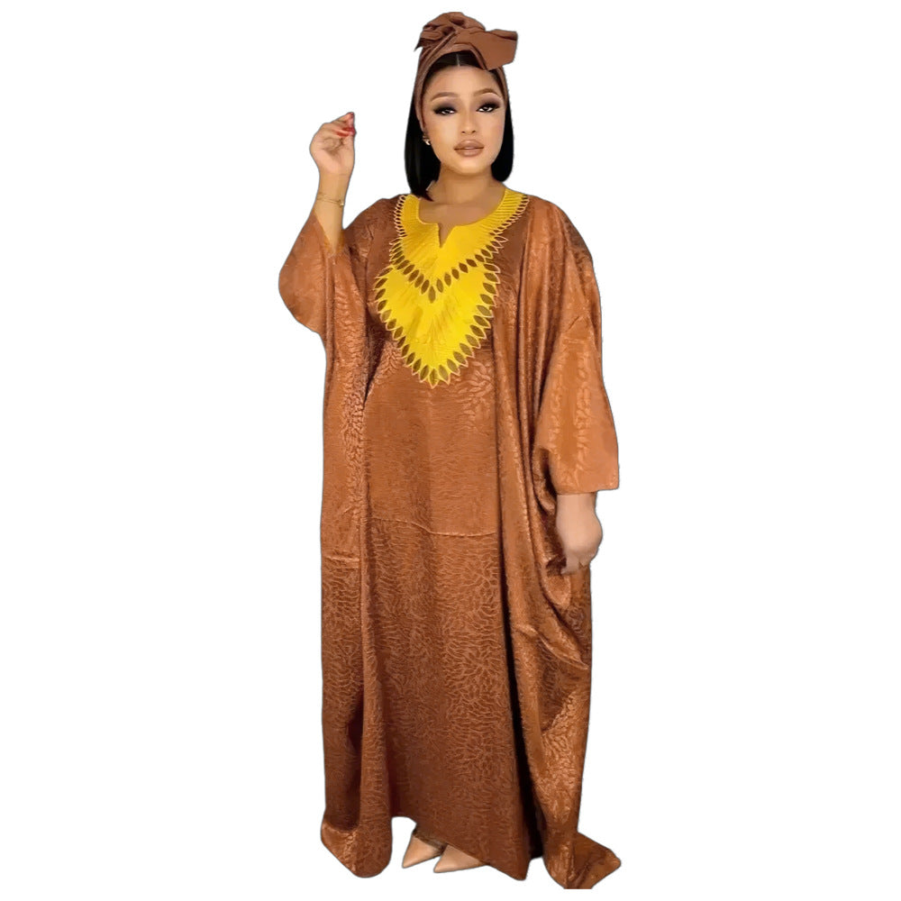 African Ethnic Style Large Swing Dress Robe Middle East AliExpress Muslim Women's Wear V-neck Plus Size - EX-STOCK Canada