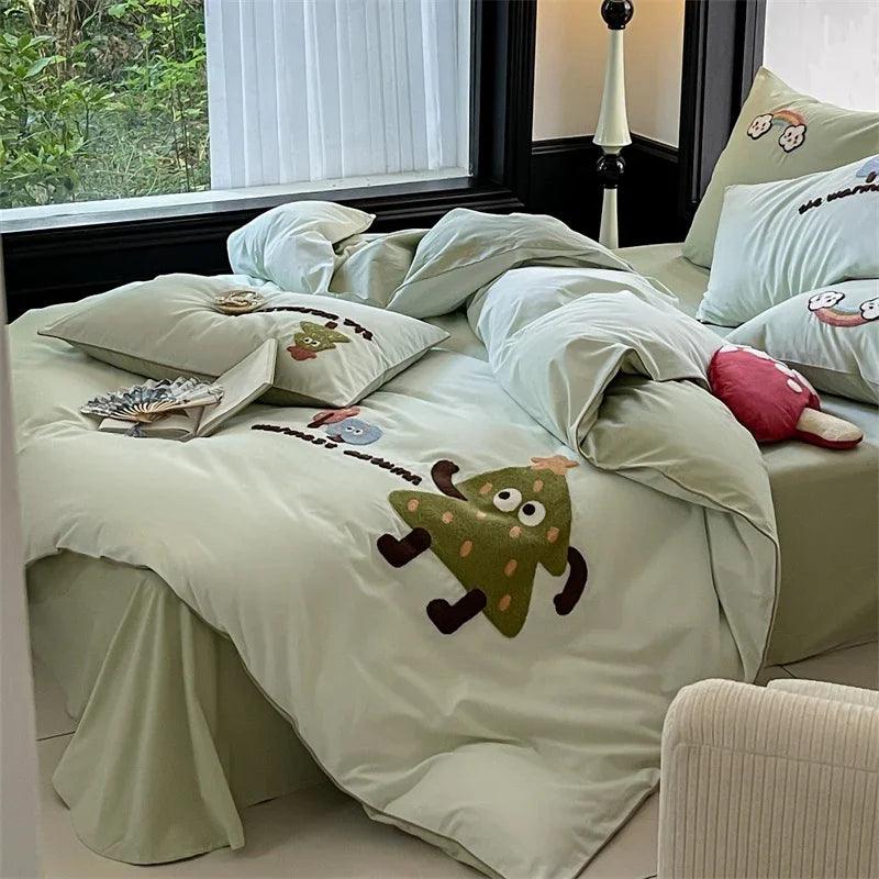 Cartoon Cute Style Cotton Sanding Duvet Cover Bed Sheet Bedding EX-STOCK Canada