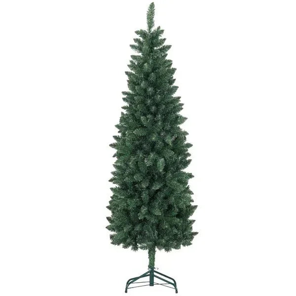 6ft Tall Pencil Artificial Christmas Tree With 479 Branch Tips With Steel Base, Green EX-STOCK Canada