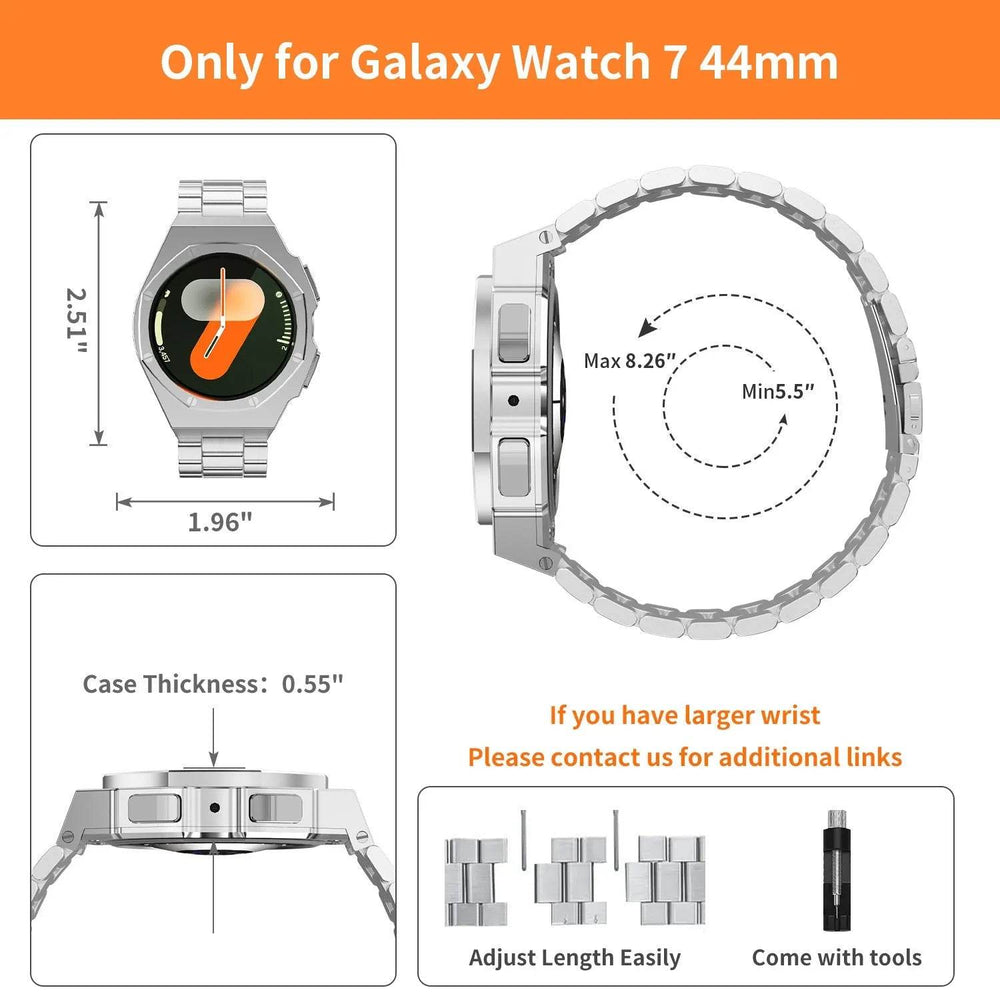 Suitable For Galaxy Watch 7 Generation 44mm Metal Protective Case Strap - EX-STOCK Canada