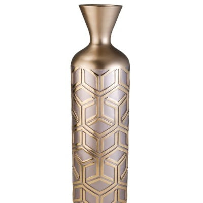 22 Tall Polyresin Decorative Vase, Weave Rose Gold Design EX-STOCK