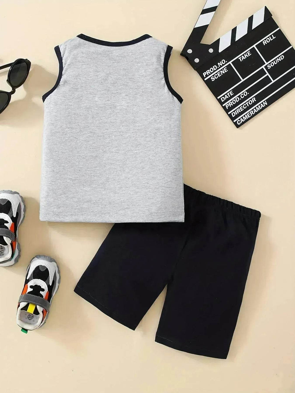 Summer Trendy Boys Letter Fist Print Sleeveless Casual Pants Suit Sleeveless two piece for boys Daddy and me outfit - EX-STOCK Canada