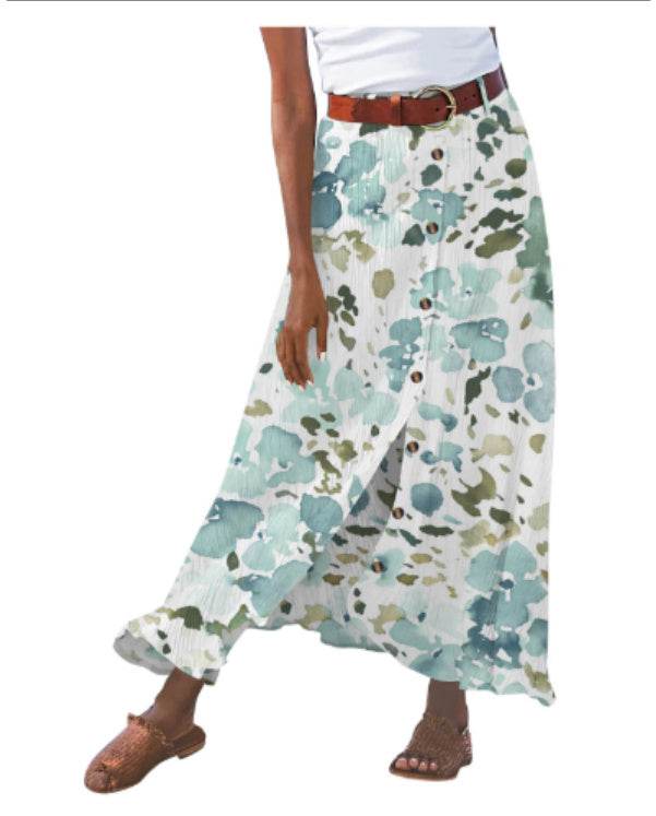 Women's summer Fashion Cotton Linen A-Line Hip Mid Waist Long maxi Skirt - EX-STOCK Canada