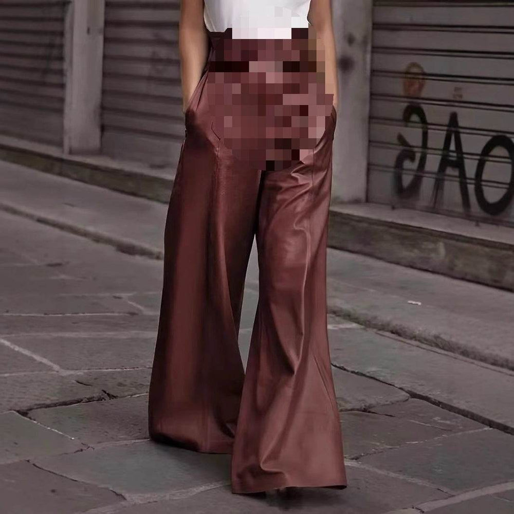 Fashion Leather High Waist Pocket Casual Trousers - EX-STOCK Canada