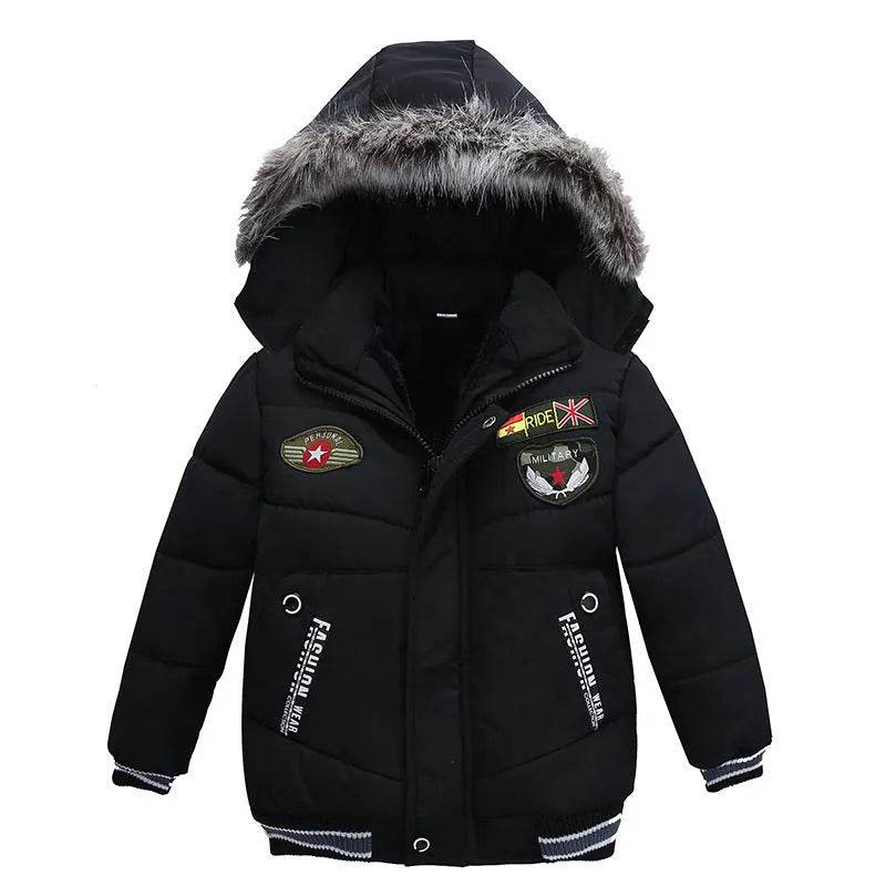 Small Medium-Sized Boys Cotton-Padded Fur Hoodie Winter Jackets for kids - EX-STOCK Canada