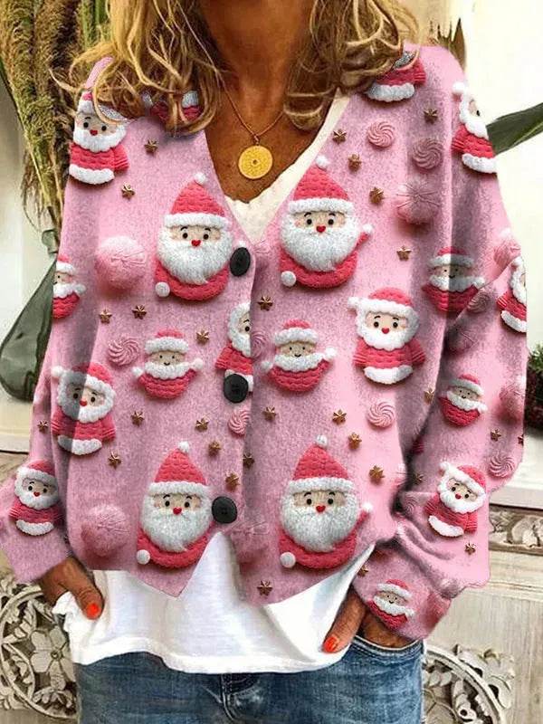 Christmas Abstract Printing Casual Cloak Coat Cardigan Sweater - EX-STOCK Canada